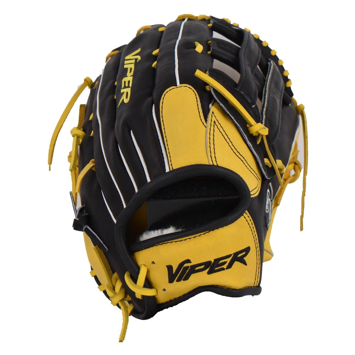 Viper Premium Leather Slowpitch Softball Fielding Glove Black/Yellow