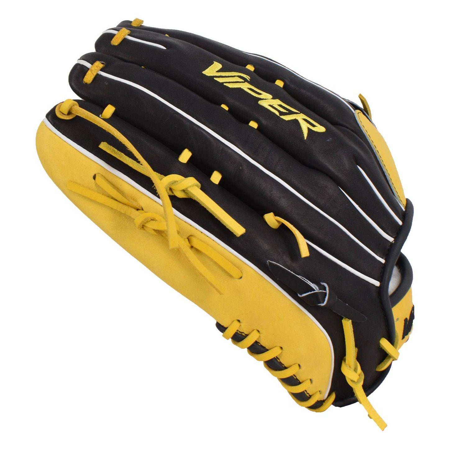 Viper Premium Leather Slowpitch Softball Fielding Glove Black/Yellow