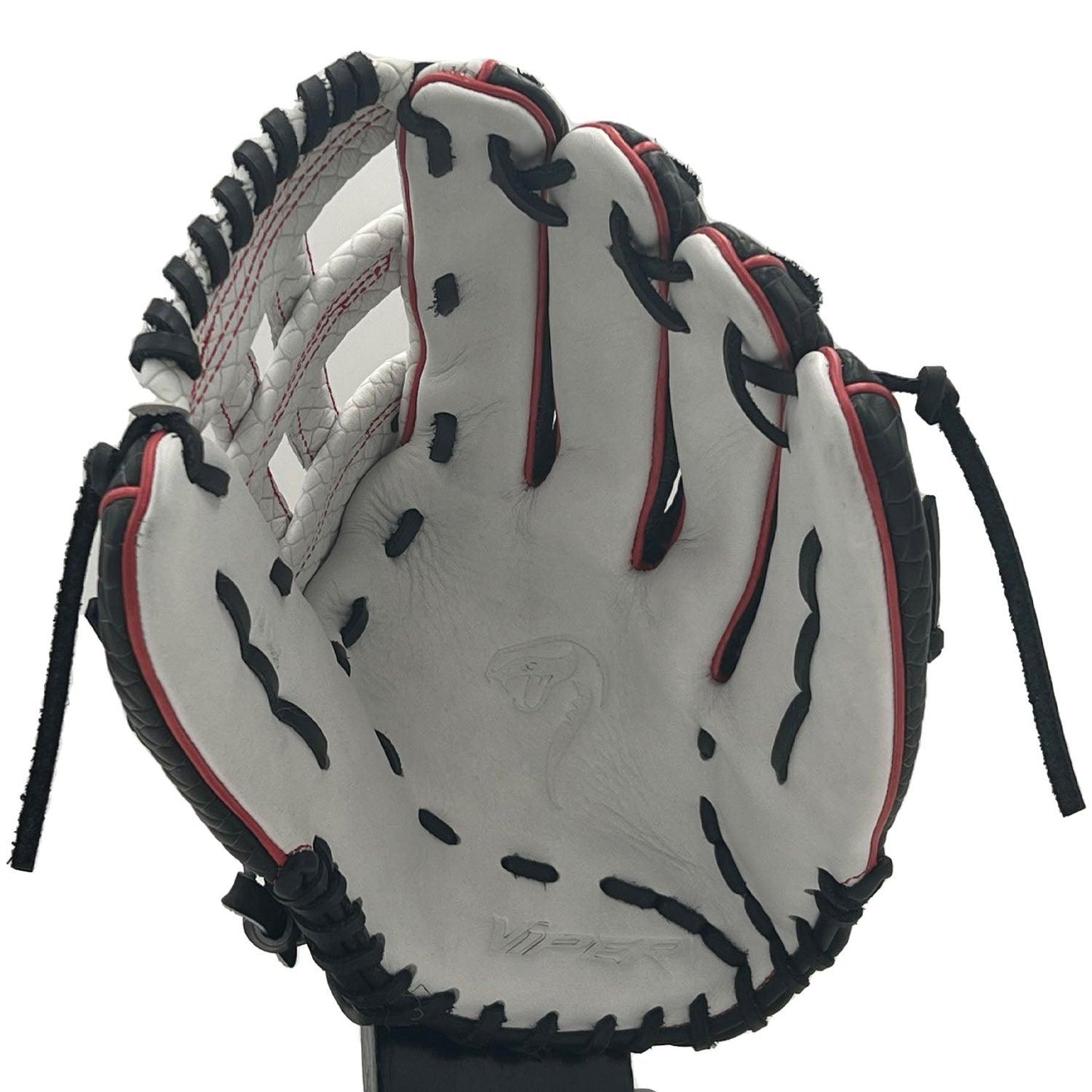 Viper Premium Leather Slowpitch Softball Fielding Glove – Black/White/Red