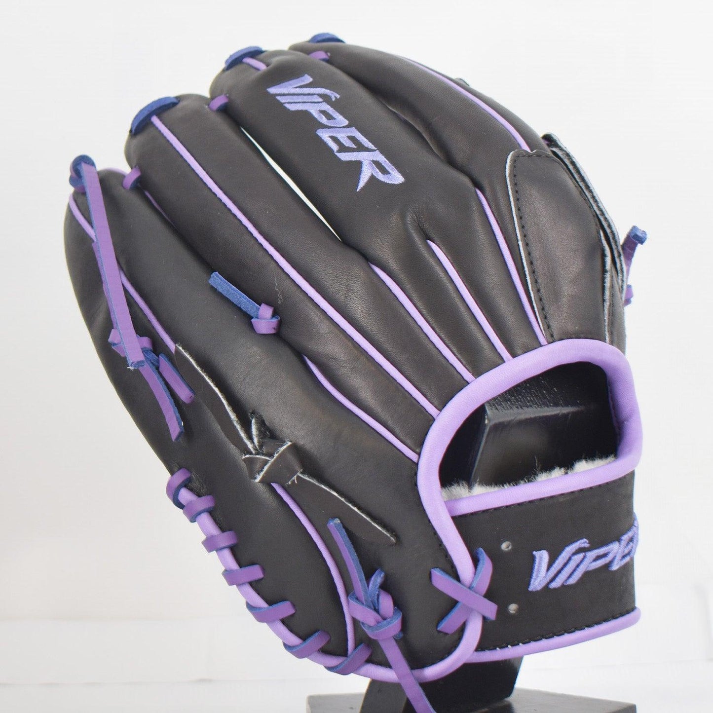 Viper Japanese Kip Leather Slowpitch Softball Fielding Glove Black/Purple Pancreatic Cancer Awareness
