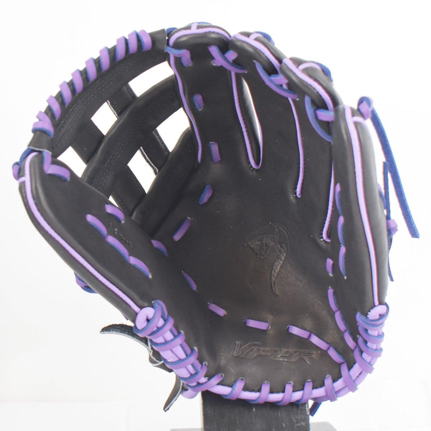 Viper Japanese Kip Leather Slowpitch Softball Fielding Glove Black/Purple Pancreatic Cancer Awareness