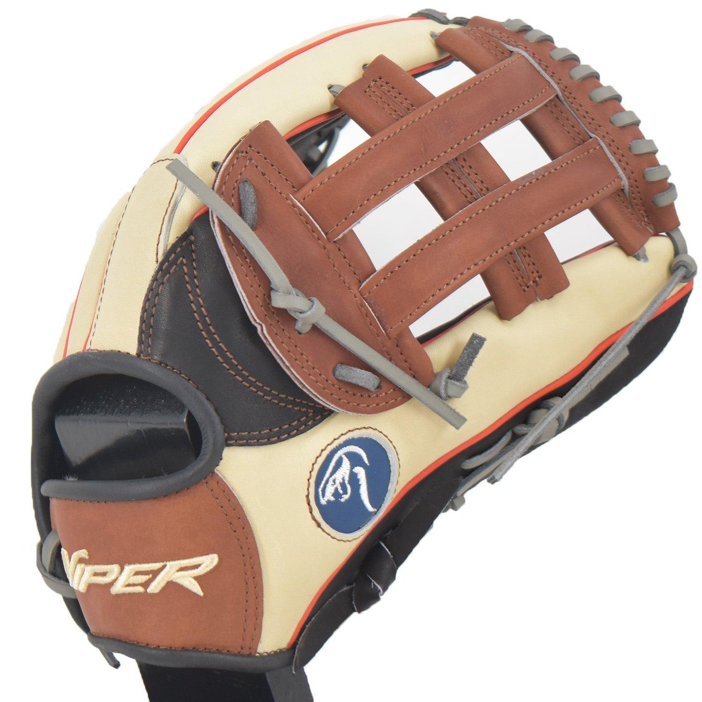 Viper Japanese Kip Leather Slowpitch Softball Fielding Glove Carmel Black Tan