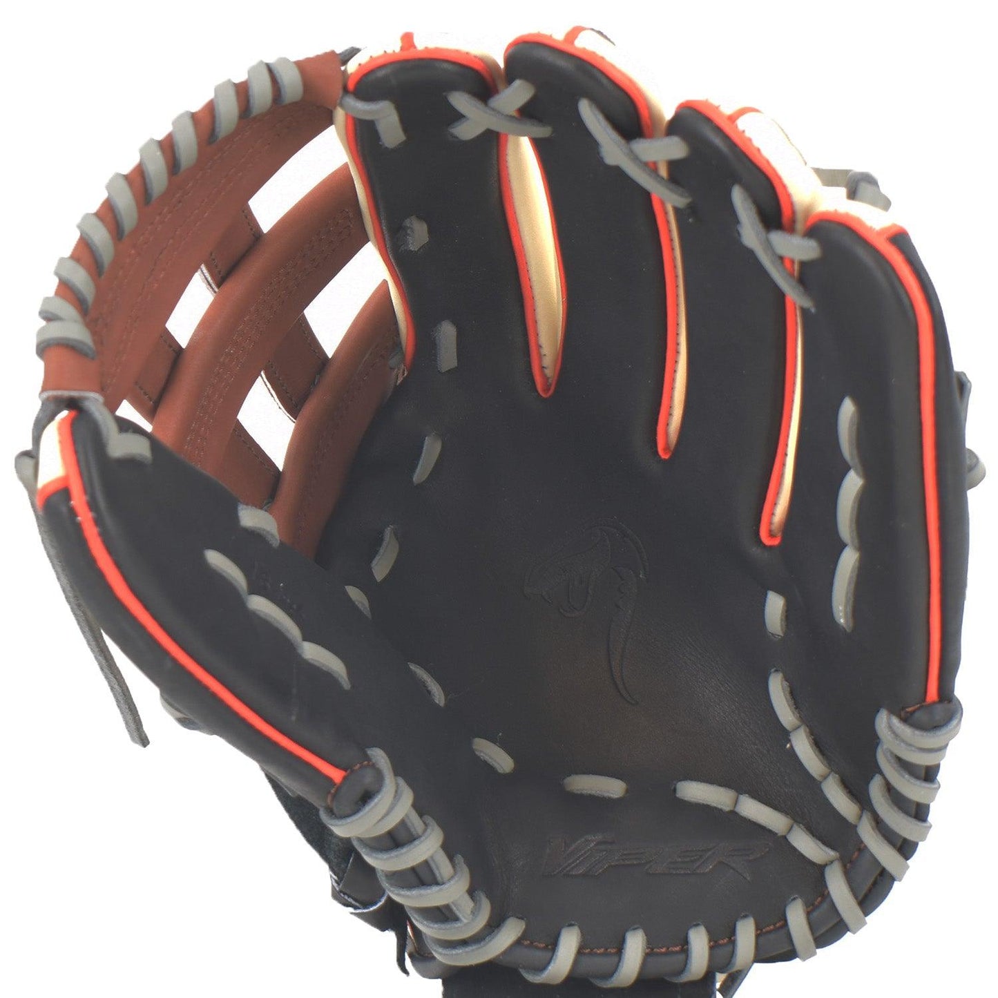Viper Japanese Kip Leather Slowpitch Softball Fielding Glove Carmel Black Tan