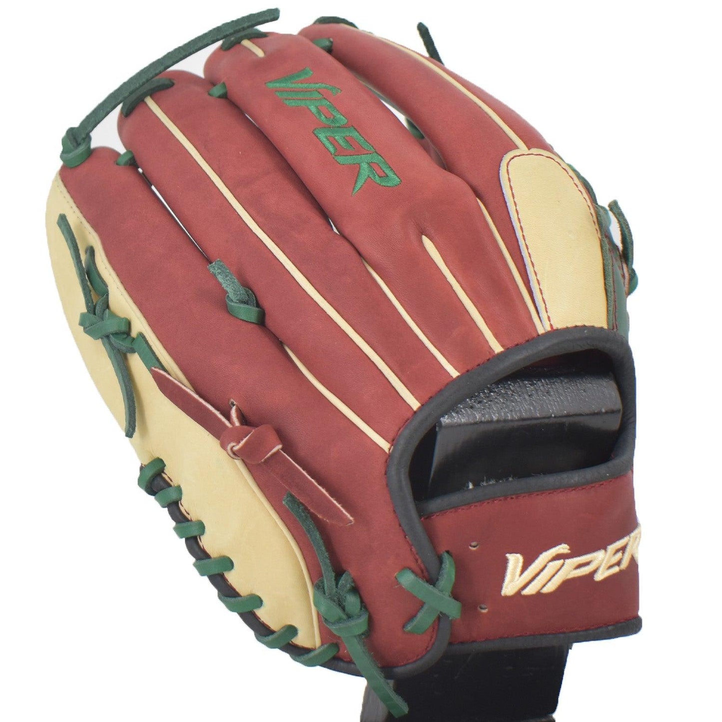 Viper Japanese Kip Leather Slowpitch Softball Fielding Glove Carmel Green Tan