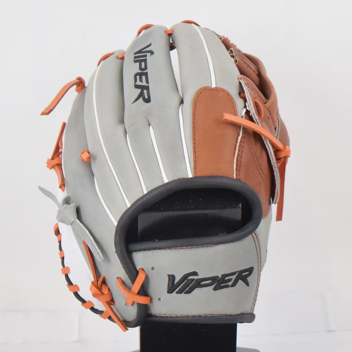 Viper Japanese Kip Leather Slowpitch Softball Fielding Glove Carmel/Grey/White/Orange