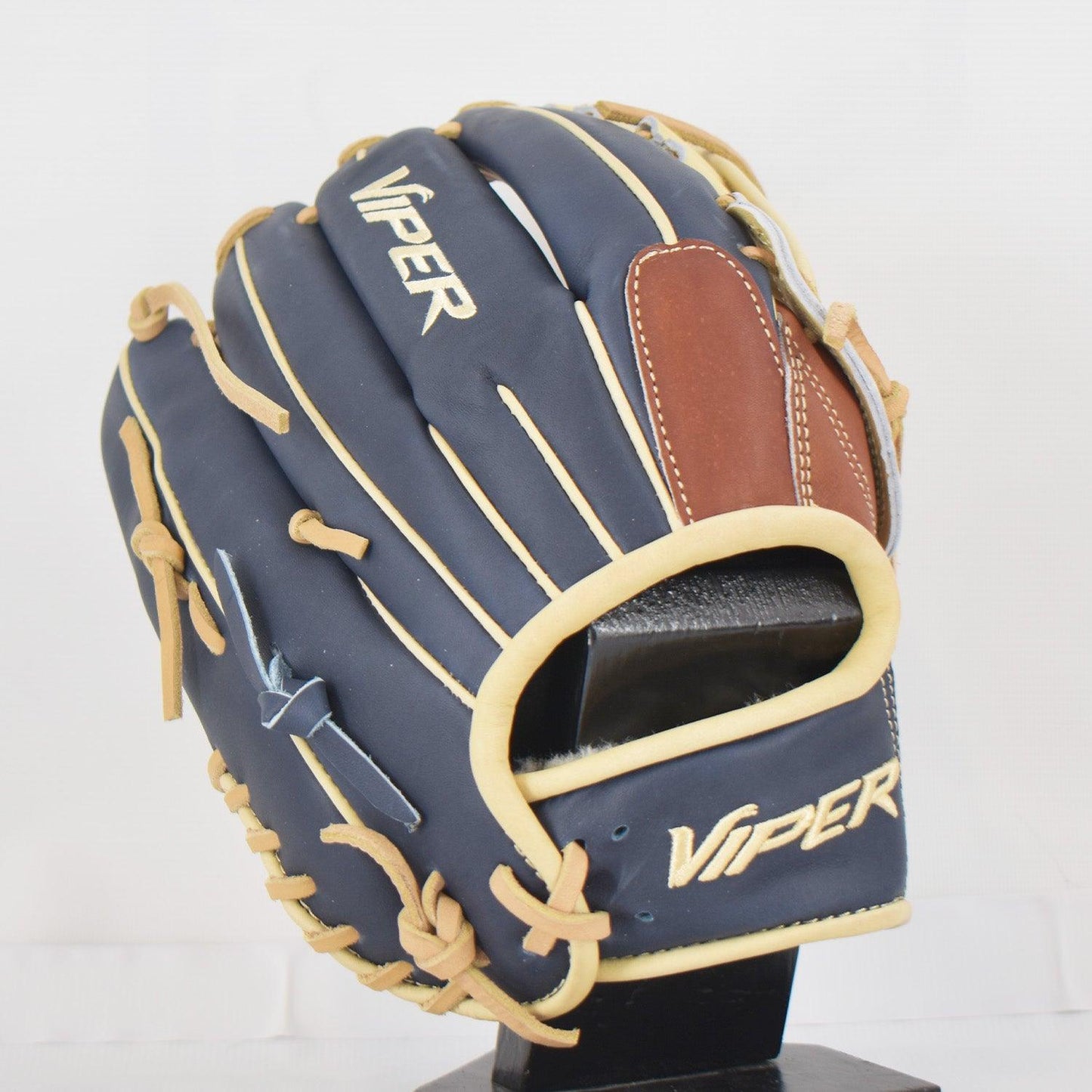 Viper Japanese Kip Leather Slowpitch Softball Fielding Glove Navy/Tan/Carmel