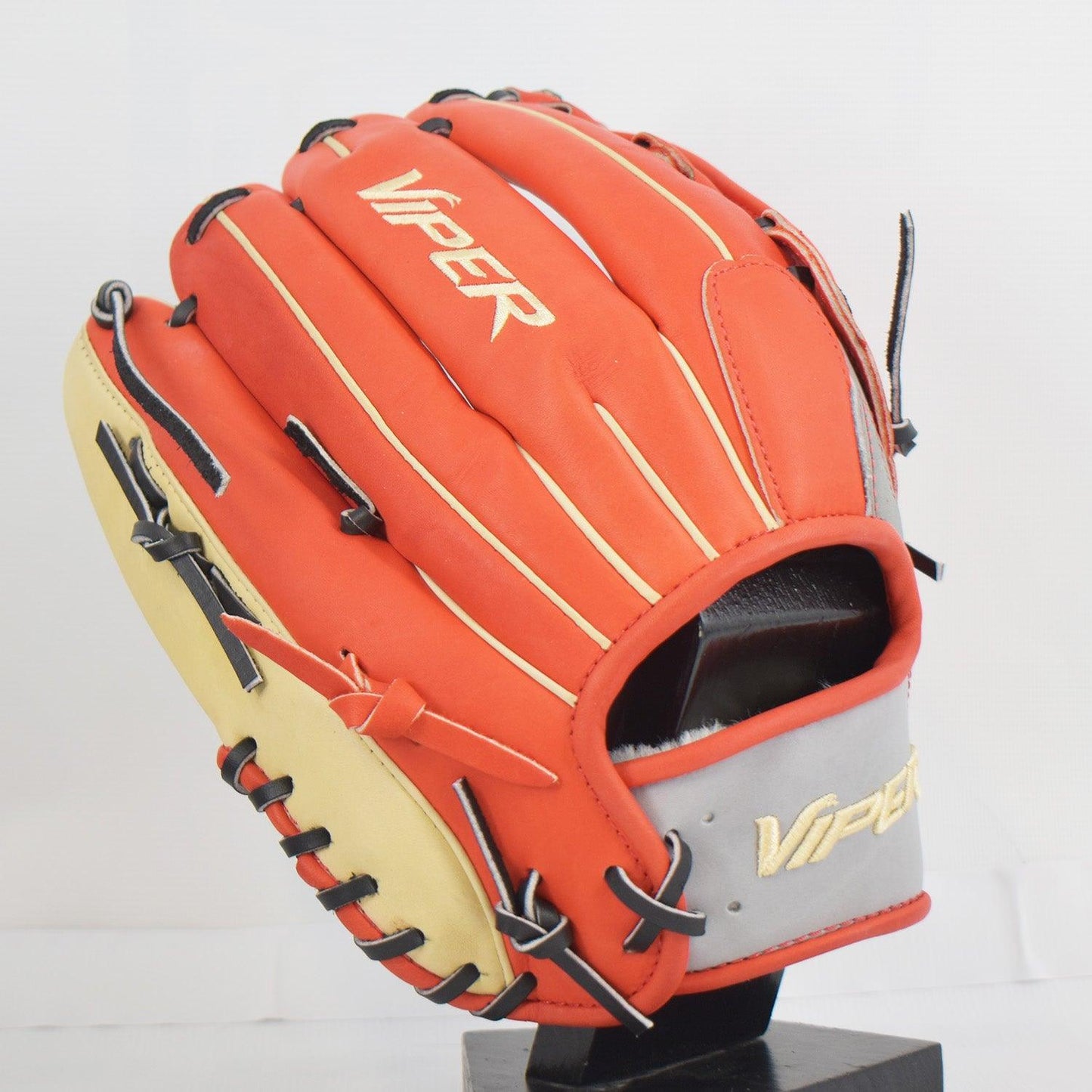 Viper Japanese Kip Leather Slowpitch Softball Fielding Glove Red/Grey/Tan