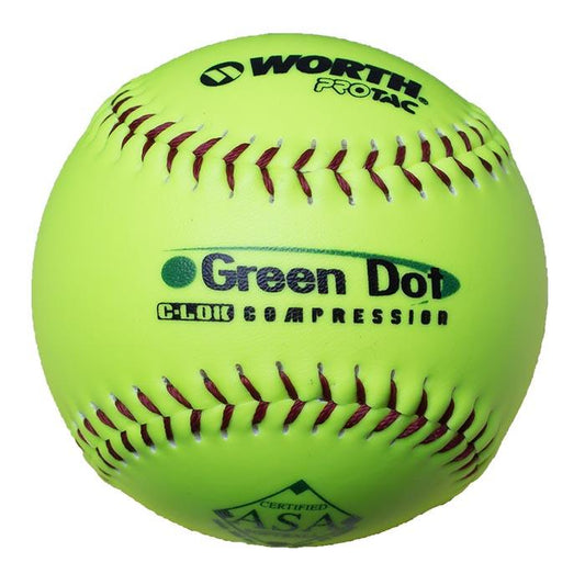 Worth Green Dot 52/300 ASA 11 Slowpitch Softballs - AHD11SY