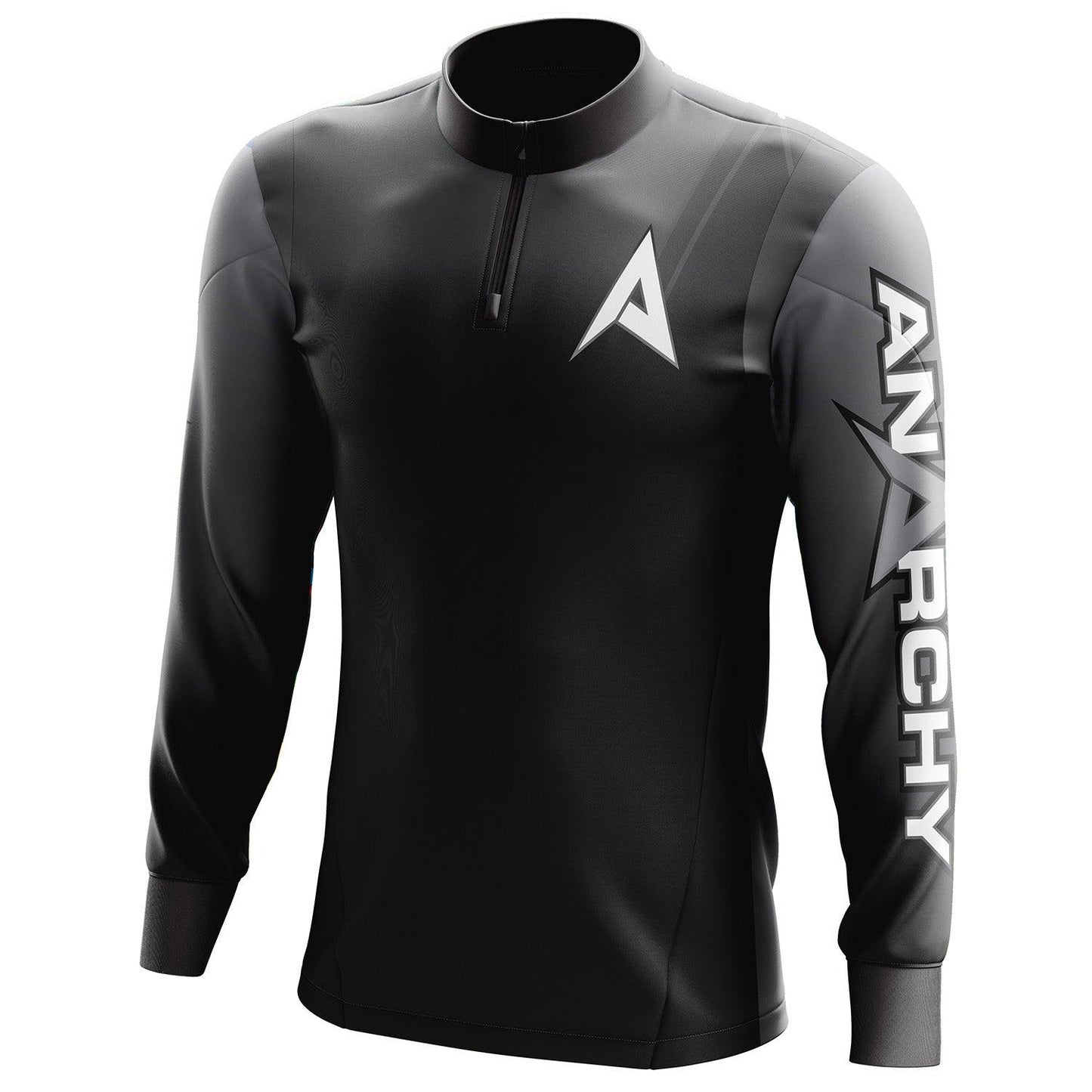 Anarchy Bat Company Long Sleeve Quarter Zip - Gray/Black Fade