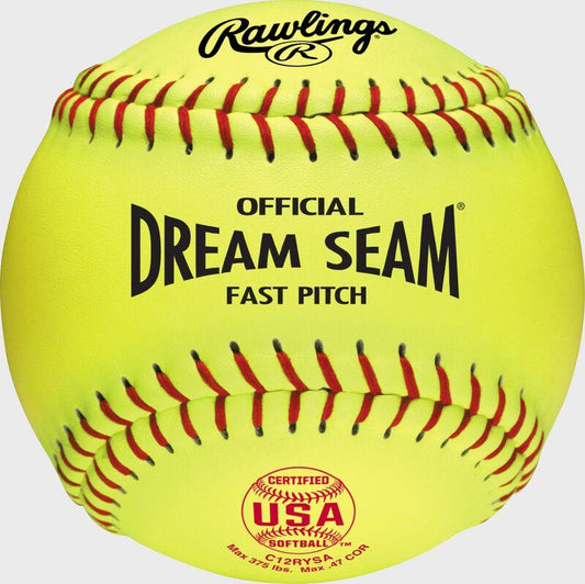 Rawlings 12 ASA/USADream Seam Synthetic Fastpitch Softballs C12RYSA