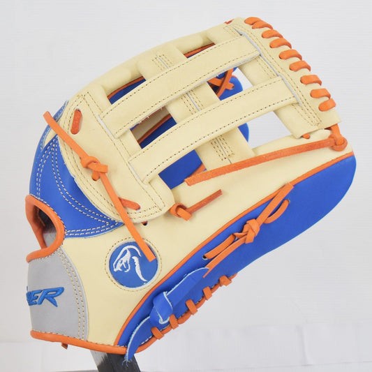 Viper Japanese Kip Leather Slowpitch Softball Fielding Glove  Royal/Tan/Orange/Grey