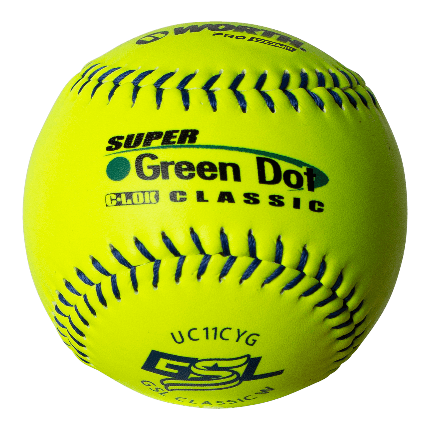 Worth Super Green Dot Class W Composite 44/400 GSL 11 Slowpitch Softballs - UC11CYG