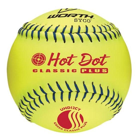 Worth 12 USSSA Hot Dot Slowpitch Softballs UHD12CY