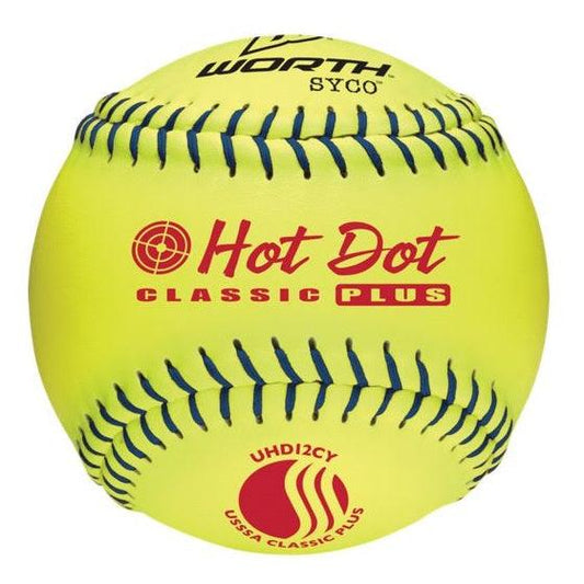 Worth 12 USSSA Hot Dot Slowpitch Softballs UHD12CY