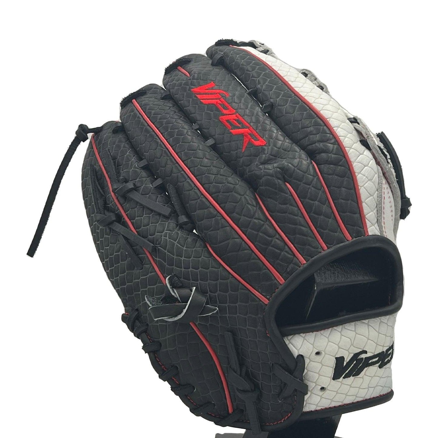 Viper Premium Leather Slowpitch Softball Fielding Glove – Black/White/Red