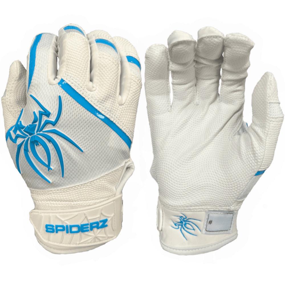 Spiderz PRO Batting Gloves - White/Columbia Blue
