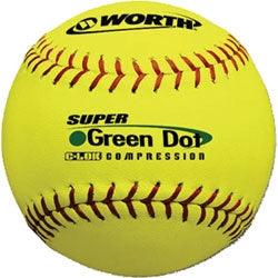 Worth ASA 11 Super Green Dot Slowpitch Softballs YS11RS