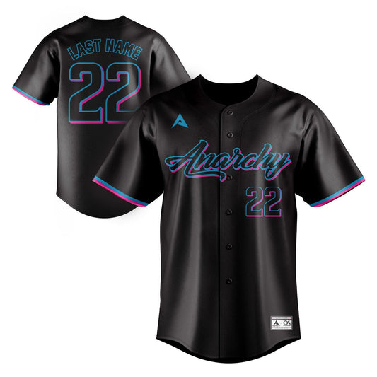 Anarchy Short Sleeve Full Button Jersey (Customized Buy-In) - Black
