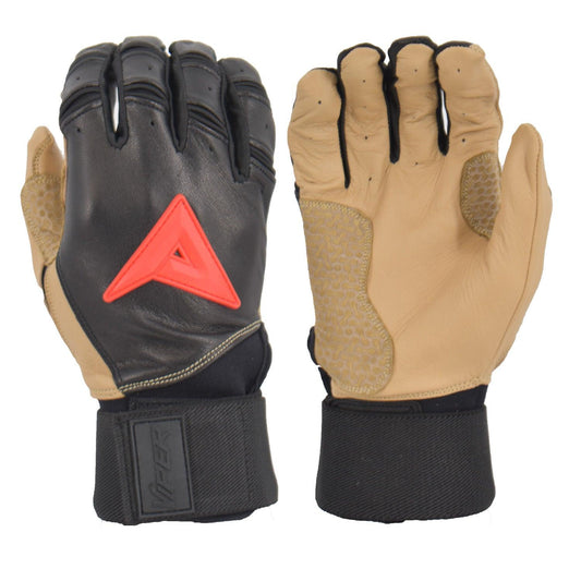 Anarchy Grindstone Long Cuff Batting Glove - Black/Tan/Red