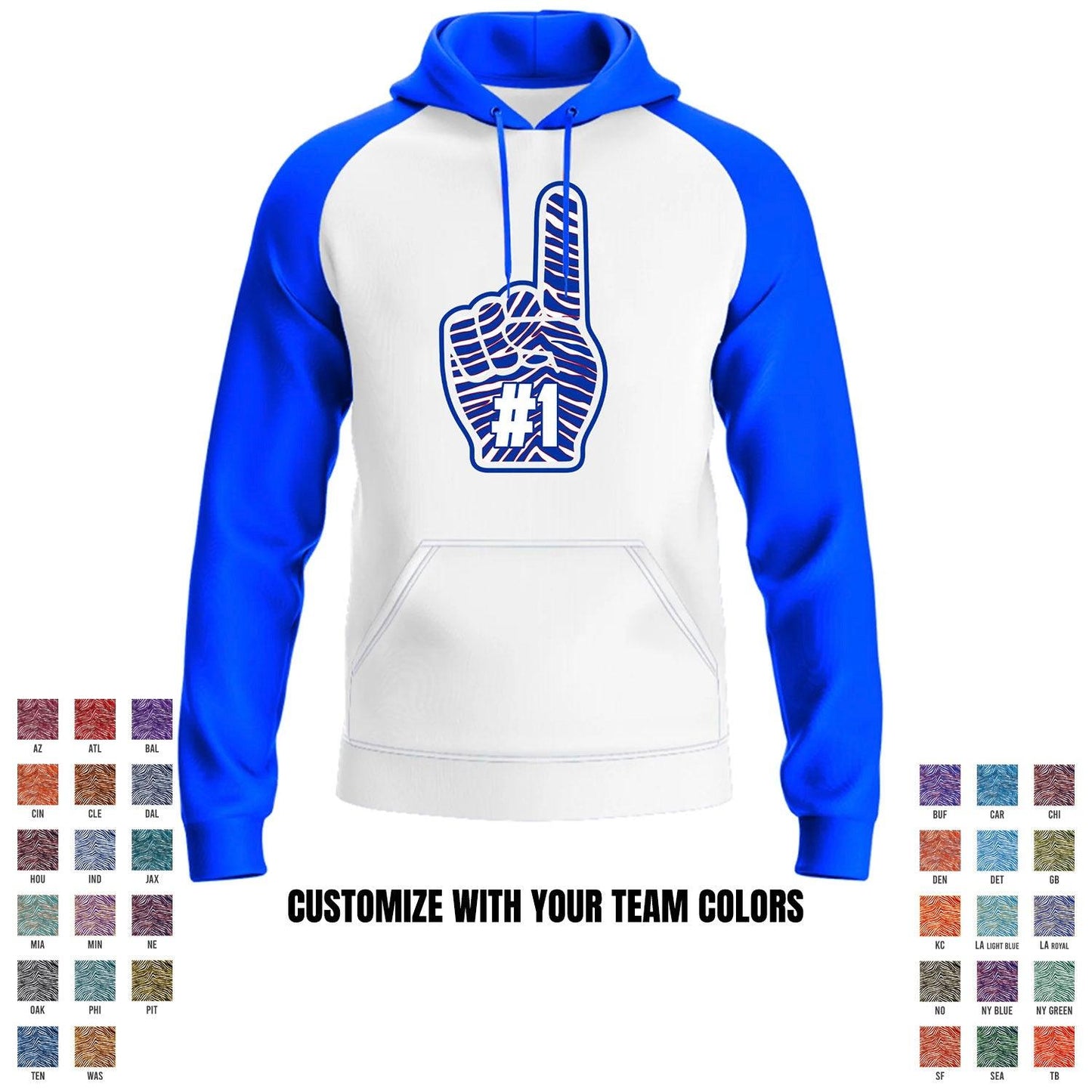 Football Team - Foam Finger - Performance Defender Hoodie - Royal