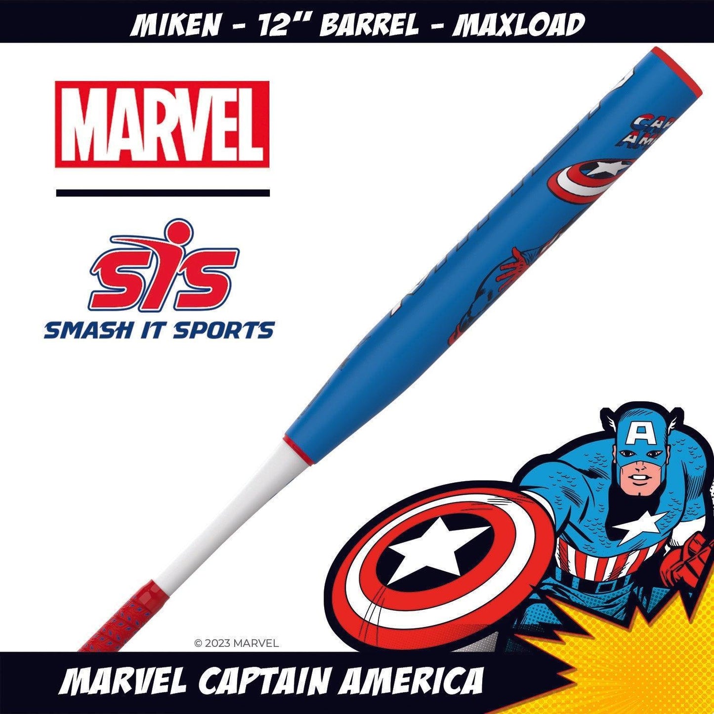 [TEST] 2023 Miken Marvel Captain America USSSA Slowpitch Softball Bat - MSU3CAL (Auction) - (shopify auction)