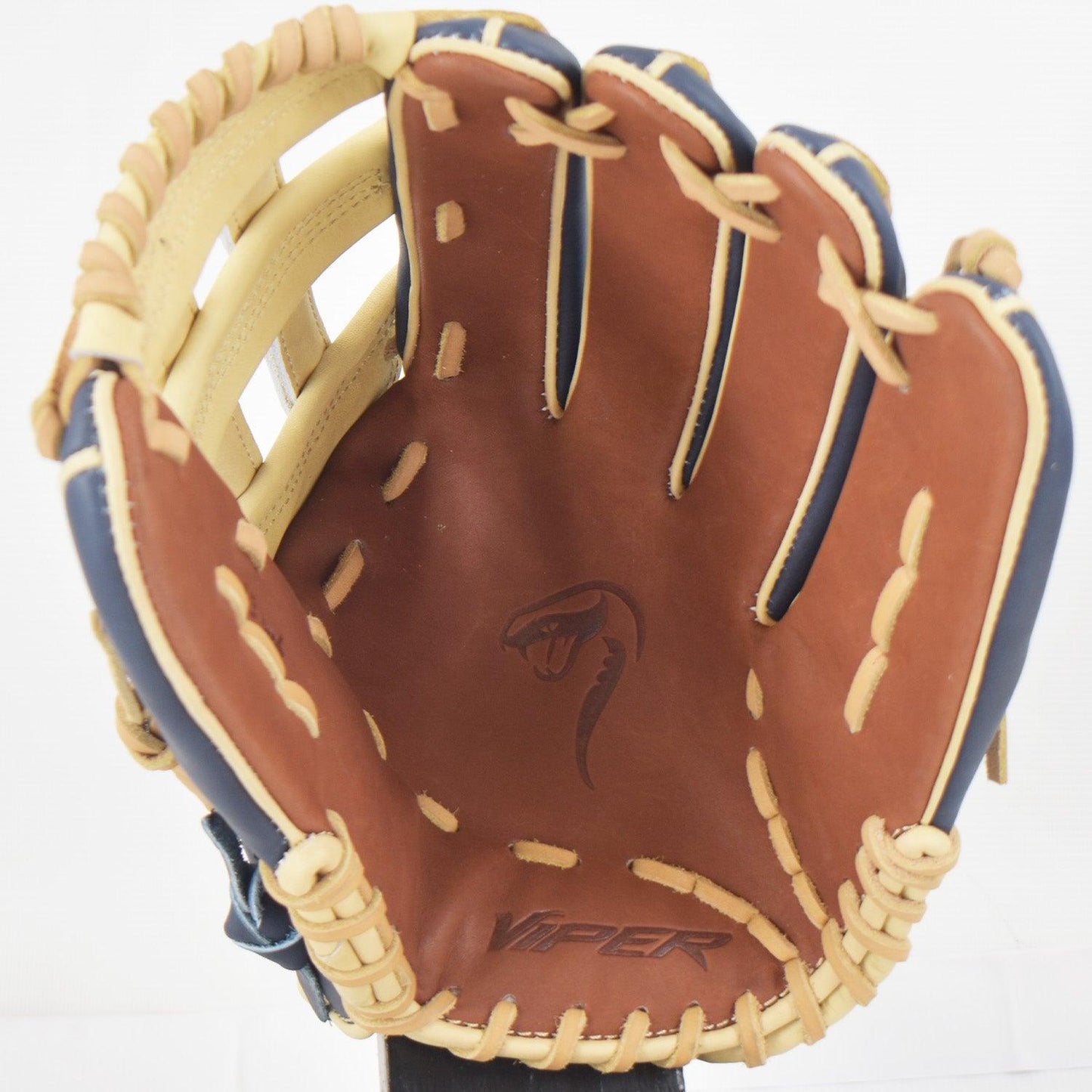 Viper Japanese Kip Leather Slowpitch Softball Fielding Glove  Navy/Tan/Carmel