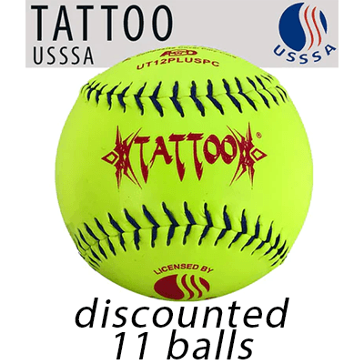 AD Starr Tattoo Classic Plus 12 USSSA Slowpitch Softballs - UT12PLUSPC (11 balls only)
