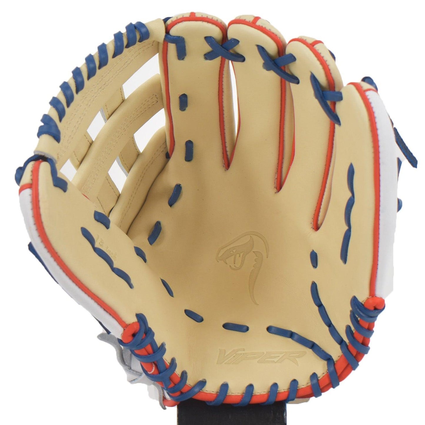 Viper Japanese Kip Leather Slowpitch Softball Fielding Glove  Tan Red Blue White