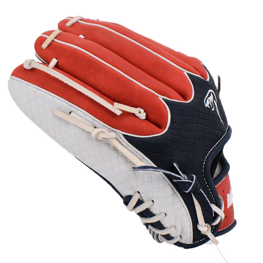 Viper Japanese Kip Leather Slowpitch Softball Fielding Glove Viper-Tip Edition White/Red/White/Navy