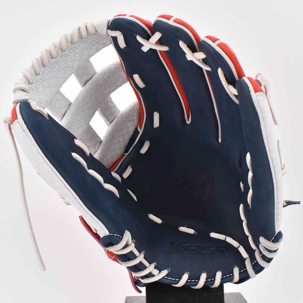Viper Japanese Kip Leather Slowpitch Softball Fielding Glove Viper-Tip Edition White/Red/White/Navy